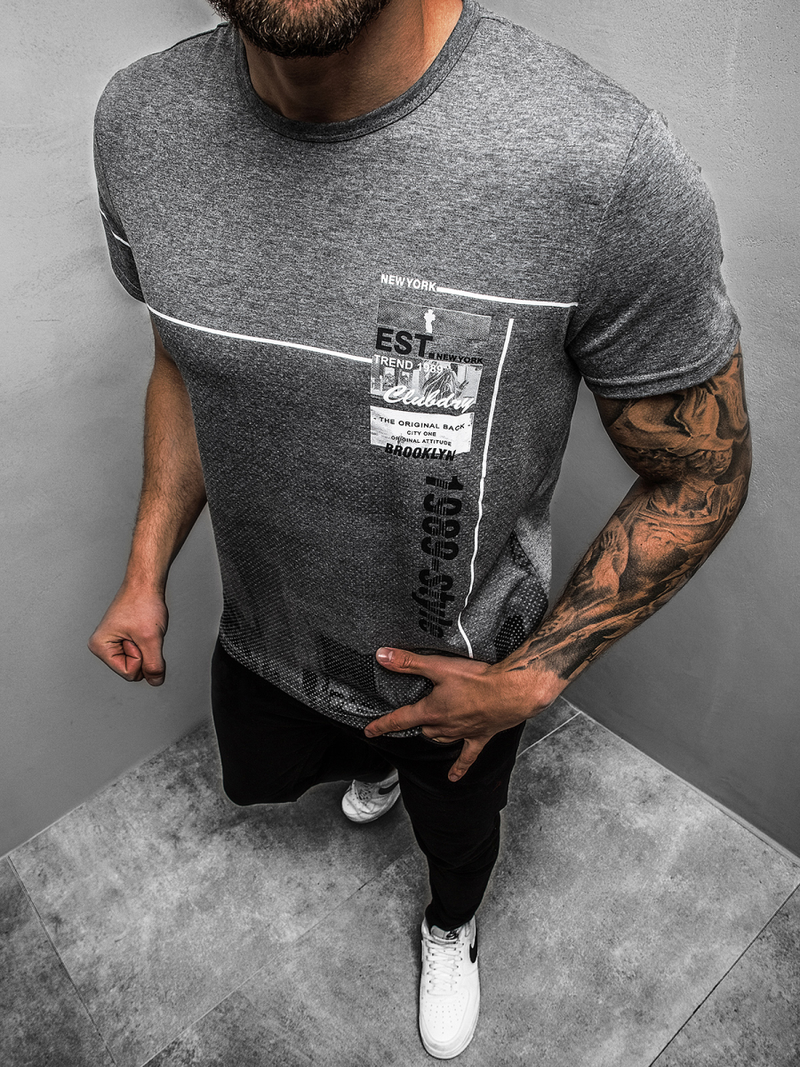 Tricou bărbați antracit OZONEE JS/SS10909Z