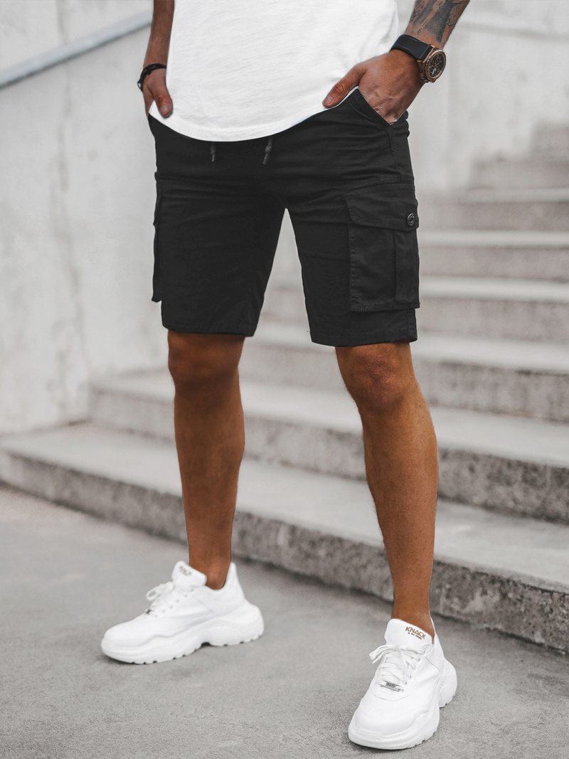 Pantaloni scurti chino bărbați negri OZONEE T/BB70010/1