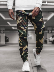 Pantaloni chino jogger pentru bărbați verde-camuflaj OZONEE A/0952