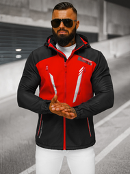 Jachetă softshell bărbați neagră-roșu OZONEE JS/HH022/1C