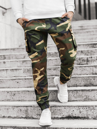Pantaloni jogger bărbați verde-camuflaj OZONEE A/705