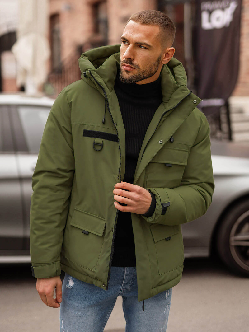 Geacă de iarnă parka bărbați kaki OZONEE JS/31M5018Z