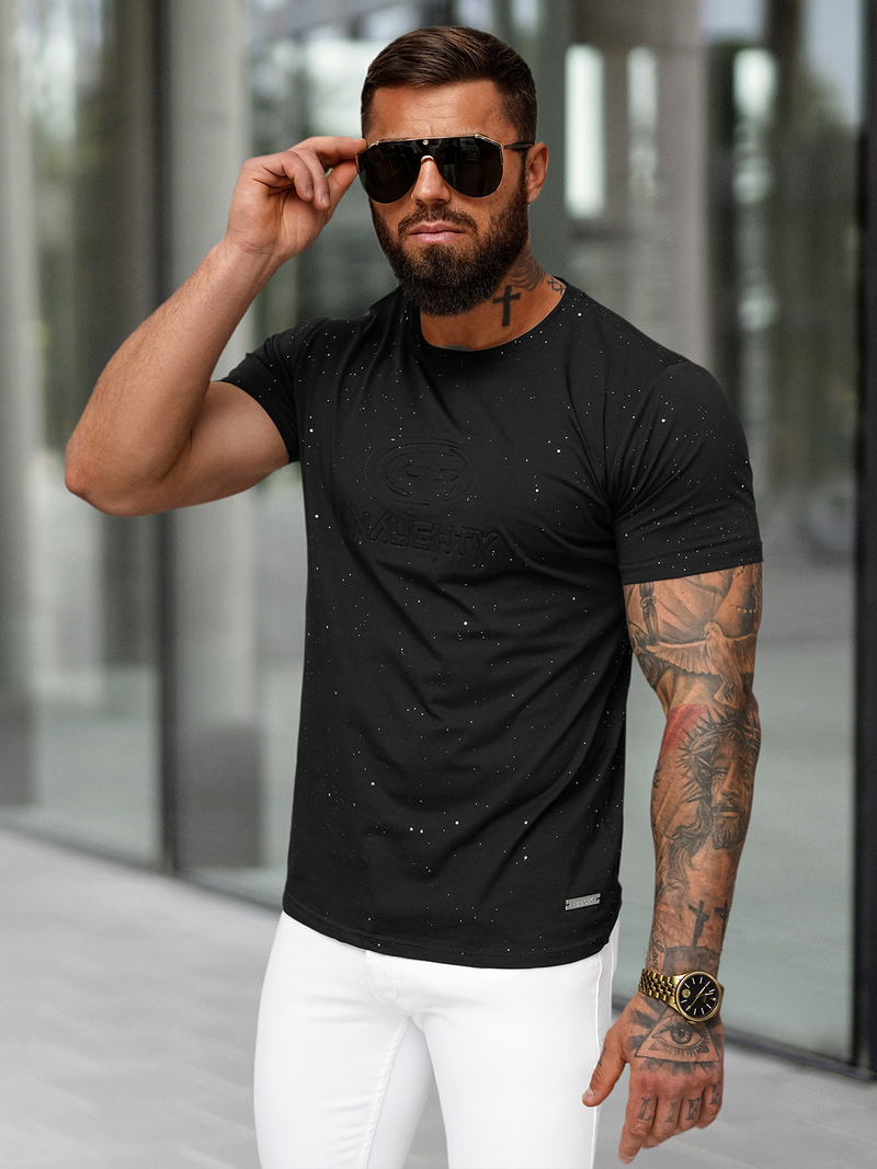 Tricou bărbați negru OZONEE O/QQ1390