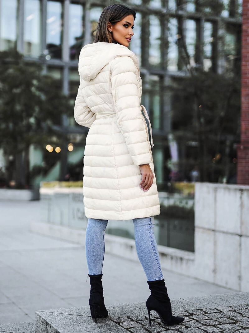 Palton de femei ecru OZONEE JS/5M3159/254Z