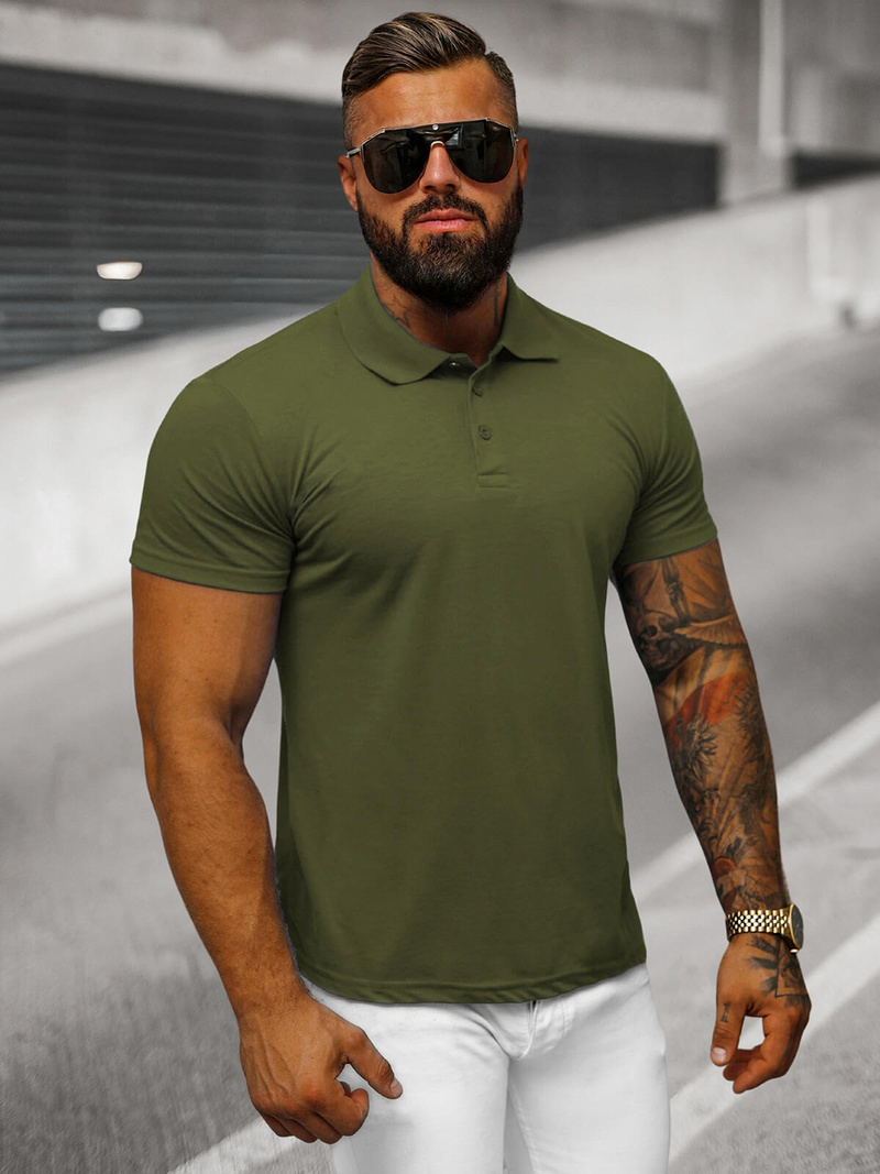 Tricou polo bărbați verde OZONEE JS/8T80/29Z
