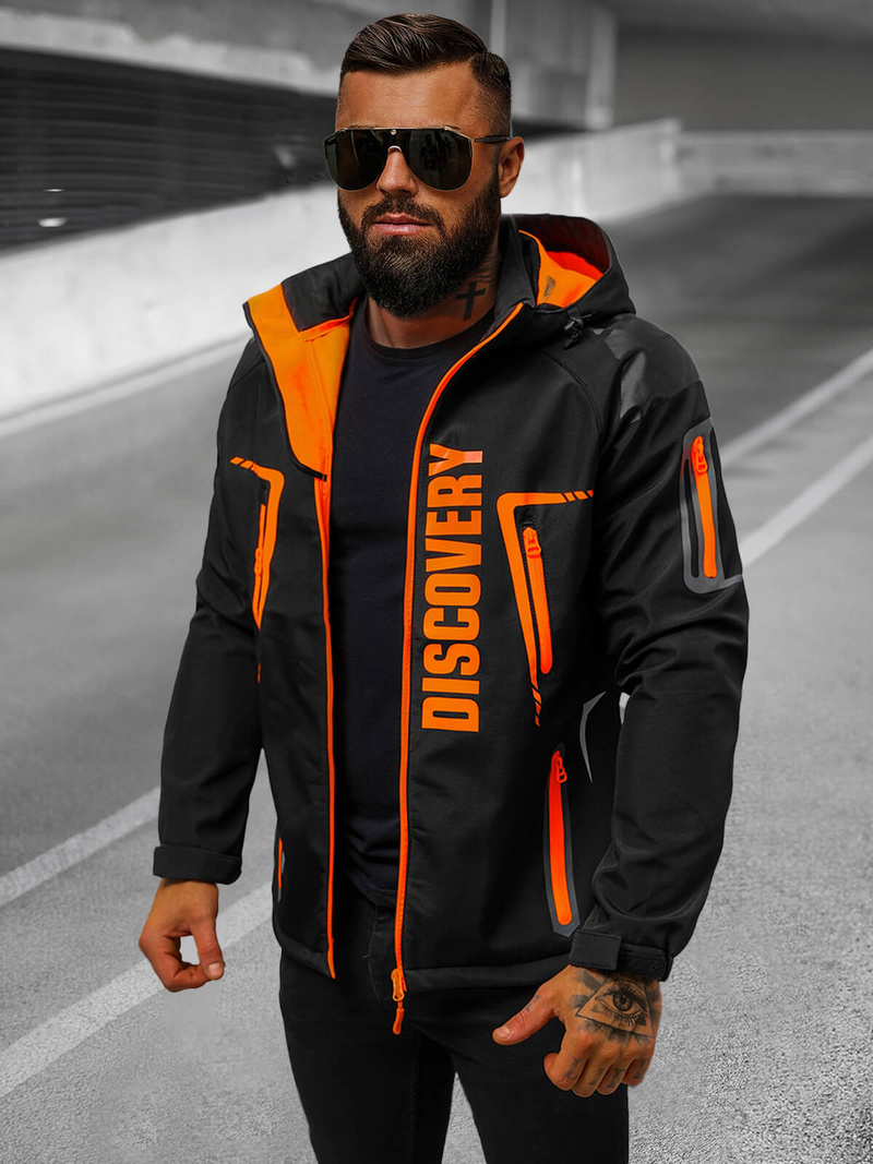 Jachetă softshell bărbați negru-portocaliu OZONEE JS/HH025/1AZ