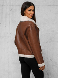 Geacă de piele pentru femei maro OZONEE JS/11Z8176Z