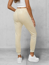 Pantaloni de trening din catifea femei écru OZONEE JS/8K1532/155