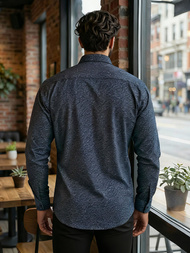 Cămașă bărbați albastru marin OZONEE V/V186Z