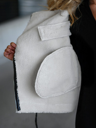 Geacă de piele pentru femei neagră-albă OZONEE JS/11Z8177Z