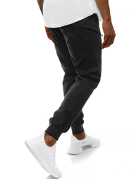 Pantaloni chino jogger pentru bărbați negri OZONEE O/11103