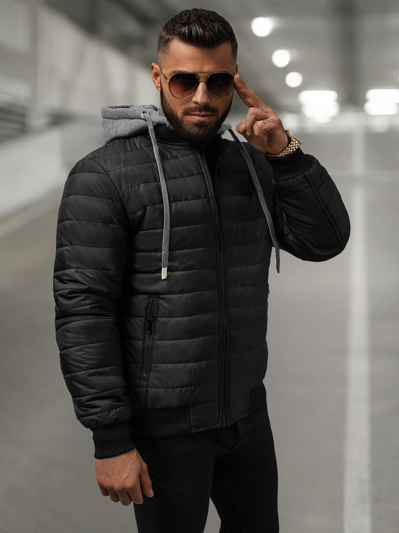 Jachetă bărbați neagră OZONEE JS/8M985/392