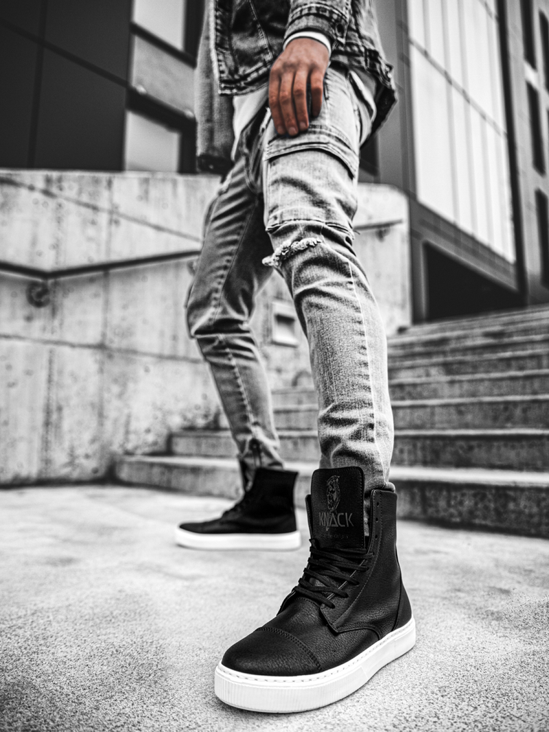 SNEAKERS mare negri-albi OZONEE KN/022