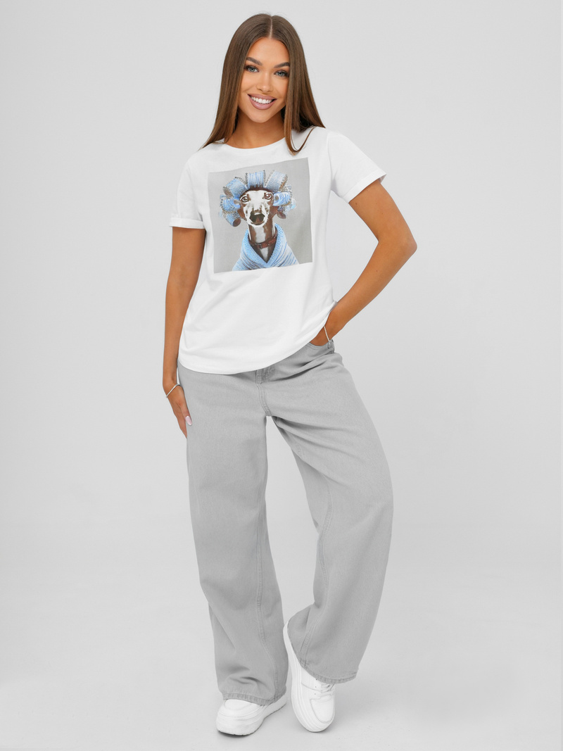 Tricou femei alb-gri OZONEE JS/YJ77726