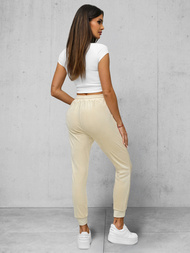 Pantaloni de trening din catifea femei écru OZONEE JS/8K1532/155