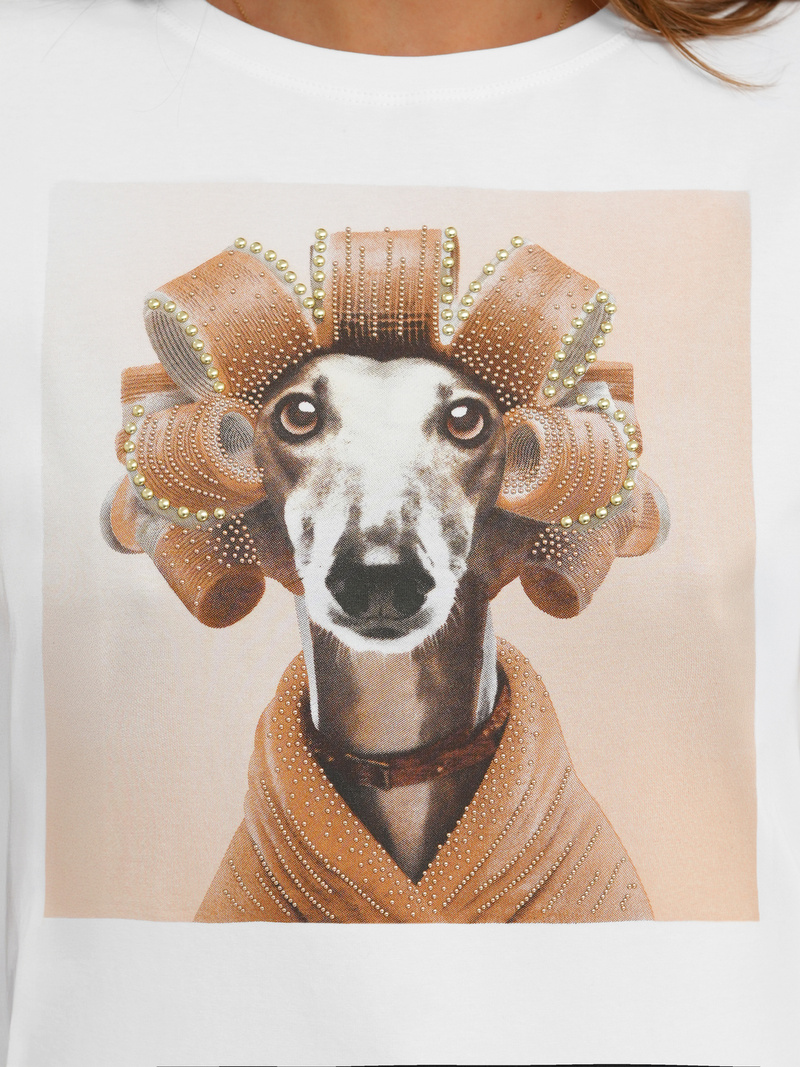 Tricou femei alb-bej OZONEE JS/YJ77726