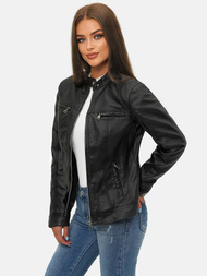 Geacă de piele pentru femei neagră OZONEE JS/11Z8010