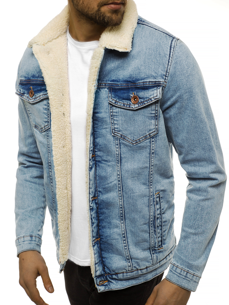 Jachetă de blugi bărbați albastră deschis OZONEE BN/5940