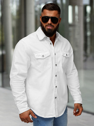 Cămașă din denim pentru bărbați albă OZONEE L/CA777/2