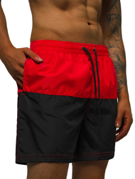 Pantaloni scurti de baie bărbați rosii-negri OZONEE JS/HM067