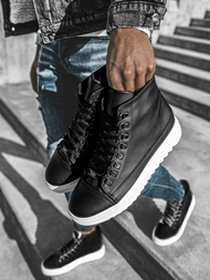 SNEAKERS mare negri-albi OZONEE W/034