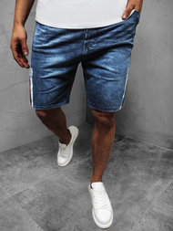Pantaloni scurti blugi bărbați albastru-roșu OZONEE JS/KK1080