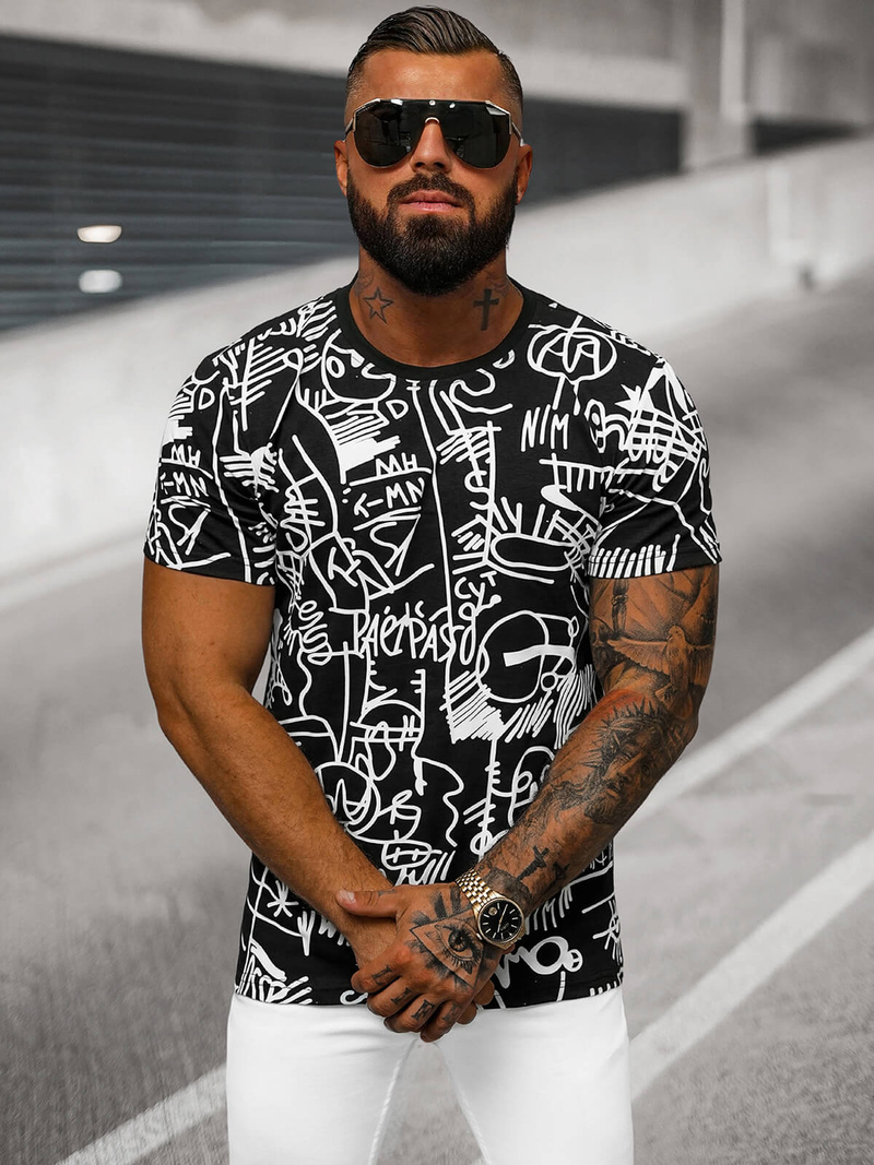 Tricou bărbați negru OZONEE O/T1269/3