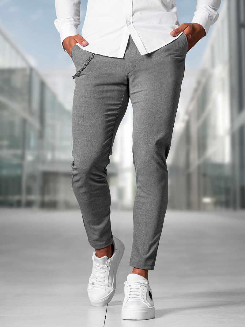 Pantaloni chino bărbaţi gri închis OZONEE DJ/3300Z