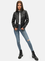 Geacă de piele pentru femei neagră OZONEE JS/11Z8010