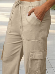 Pantaloni de dama bej OZONEE O/ZCH2275