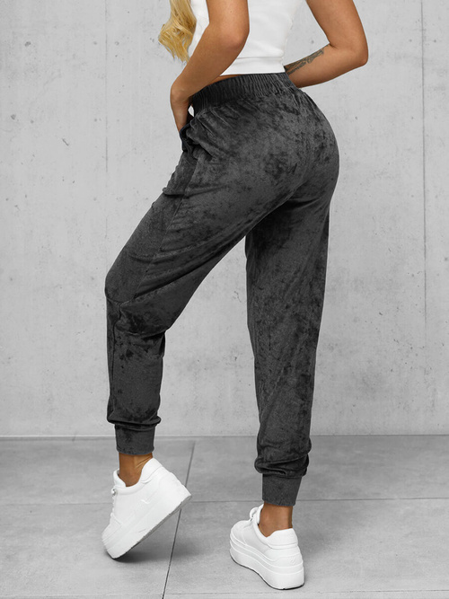 Pantaloni de trening din catifea femei antracit OZONEE JS/92K529/5