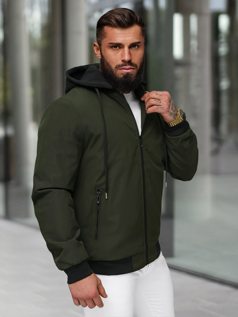 Jachetă de primăvară bărbați kaki OZONEE JS/62M9502/372