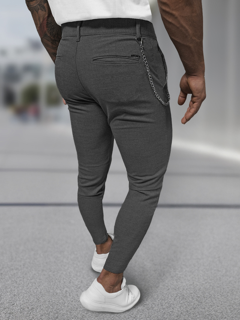 Pantaloni chino bărbaţi antracit OZONEE DJ/3300