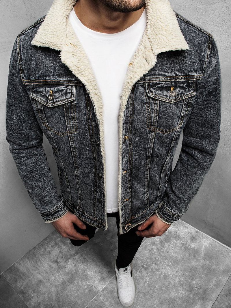 Jachetă de blugi bărbați antracit OZONEE JB/JP1109Z