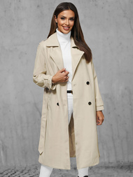 Palton de piele de dama bej deschis OZONEE JS/11Z8100