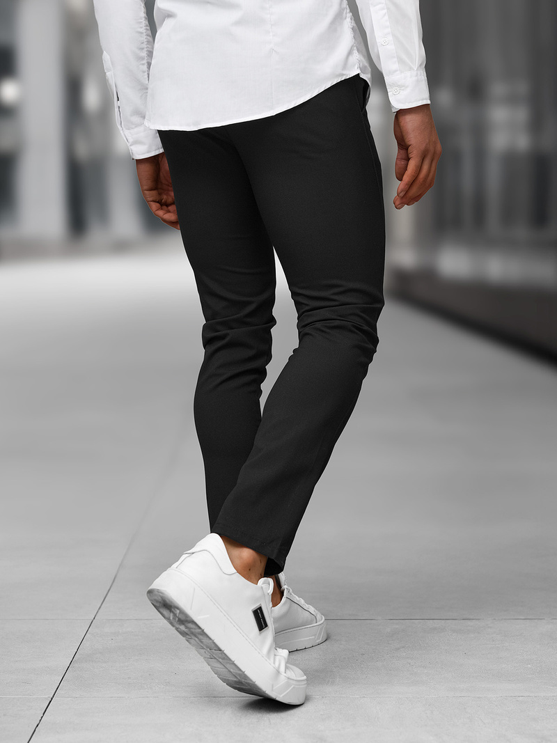 Pantaloni chino bărbaţi negri OZONEE DJ/5526Z