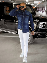 Cămașă de blugi bărbați albastră OZONEE O/51410