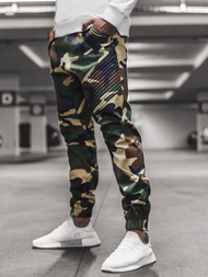 Pantaloni chino jogger pentru bărbați verde-camuflaj OZONEE A/0952
