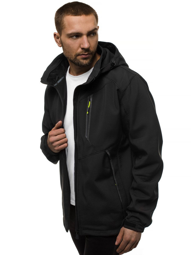 Jachetă bărbați SOFTSHELL negru-galben OZONEE GE/12266Z