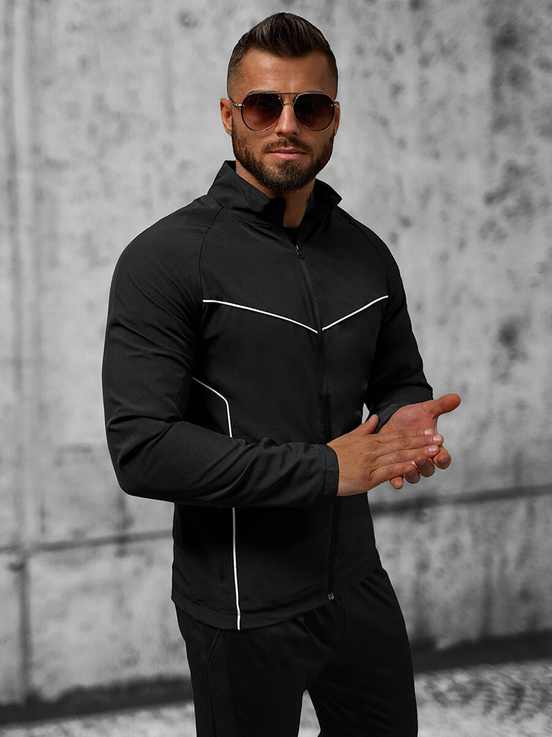 Jachetă de primăvară bărbați neagră OZONEE JS/M10302