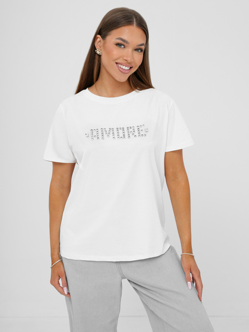 Tricou femei alb-argintiu OZONEE JS/YJ77716