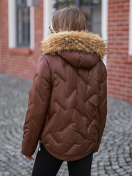 Geacă de iarnă damă ciocolată OZONEE JS/5M3331/158