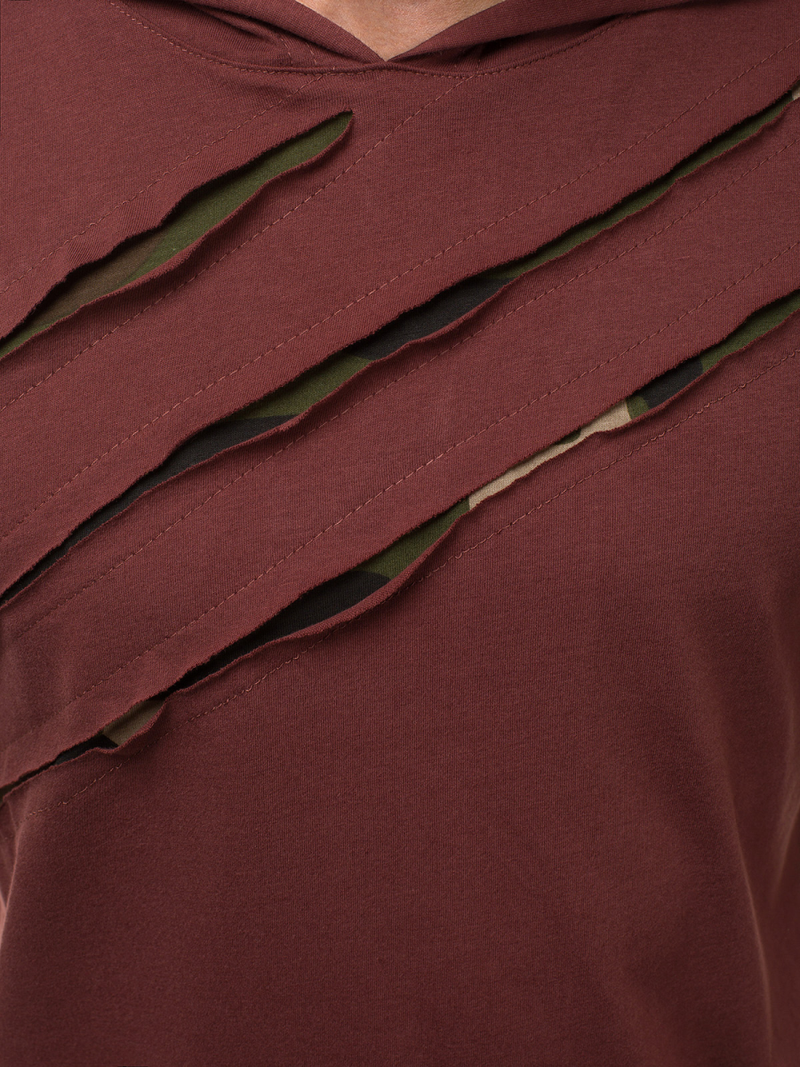 Tricou cu glugă bărbați bordo OZONEE A/1185Z