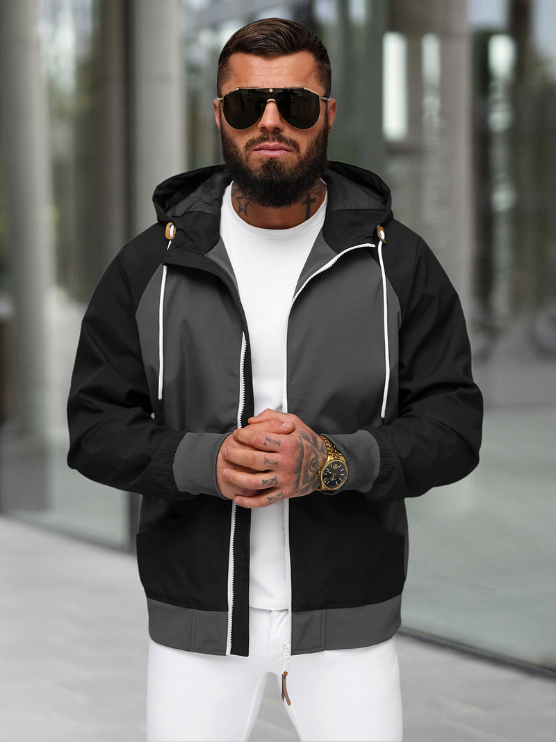 Jachetă de primăvară bărbați neagră OZONEE JS/5M3213/392