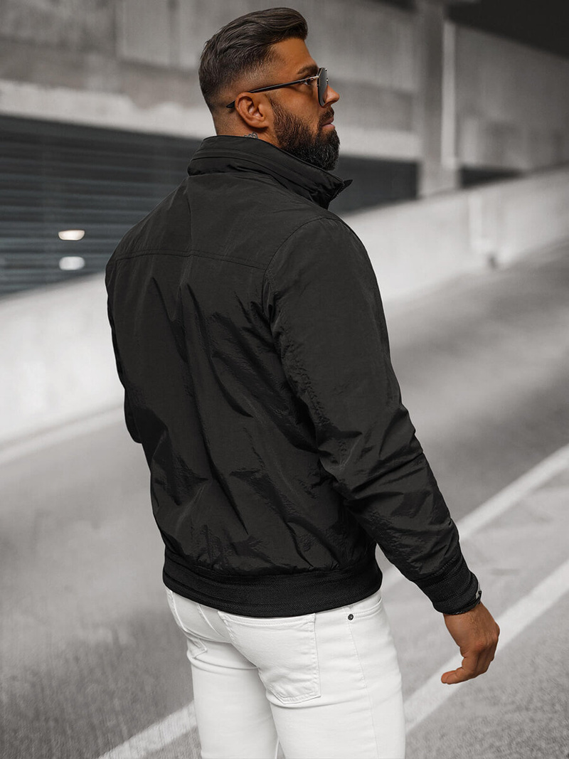 Jachetă de primăvară bărbați neagră OZONEE JS/5M3211/392