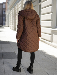 Geacă lungă de iarnă pentru femei ciocolată OZONEE JS/5M3352/158