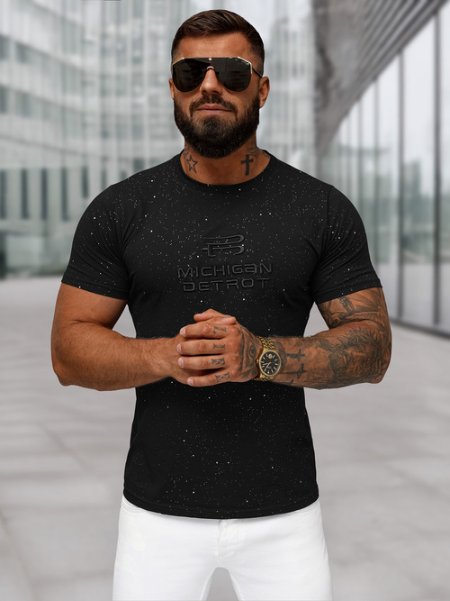 Tricou bărbați negru OZONEE O/QQ1389