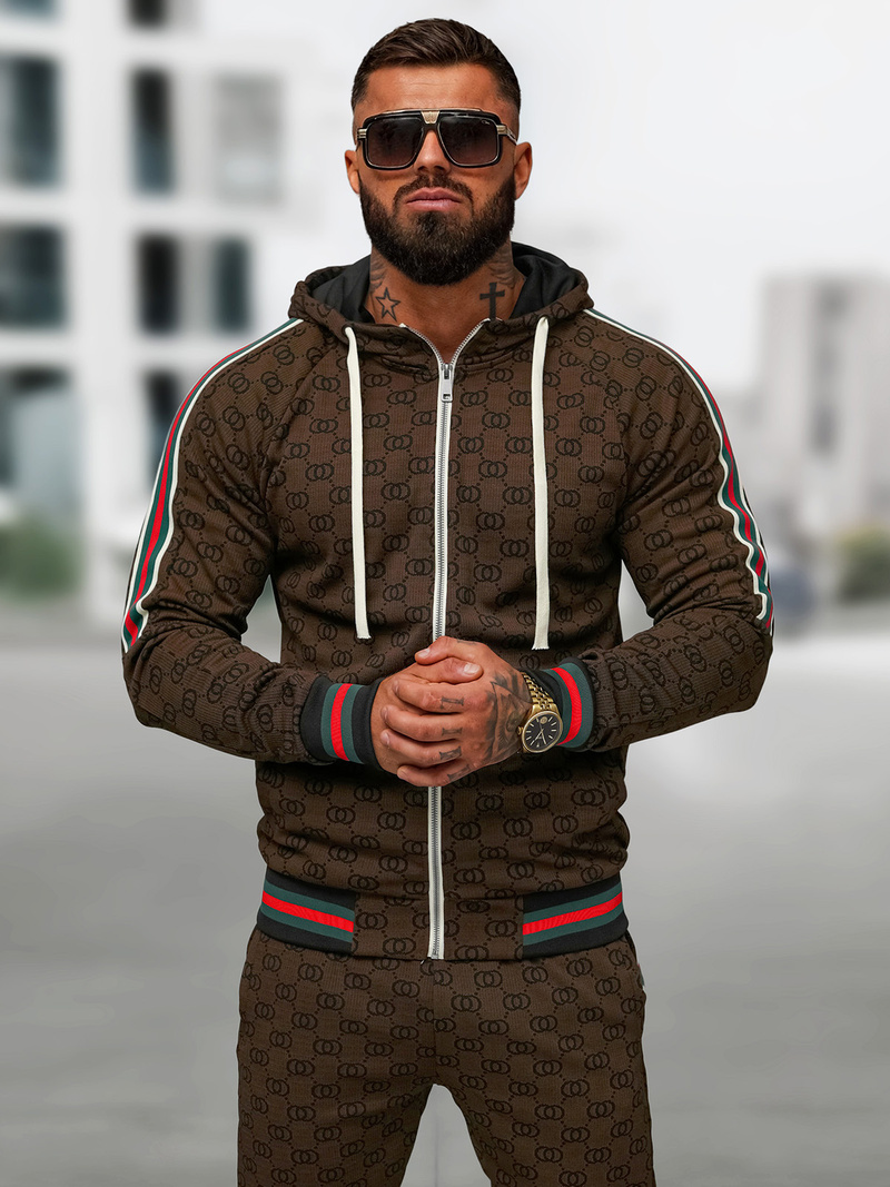 Compleu sport bărbaţi bej închis OZONEE O/FF5111AB