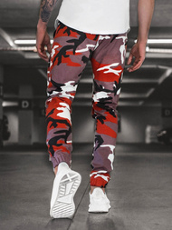 Pantaloni chino jogger pentru bărbați visiniu-bej OZONEE G/2787