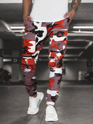 Pantaloni chino jogger pentru bărbați visiniu-bej OZONEE G/2787